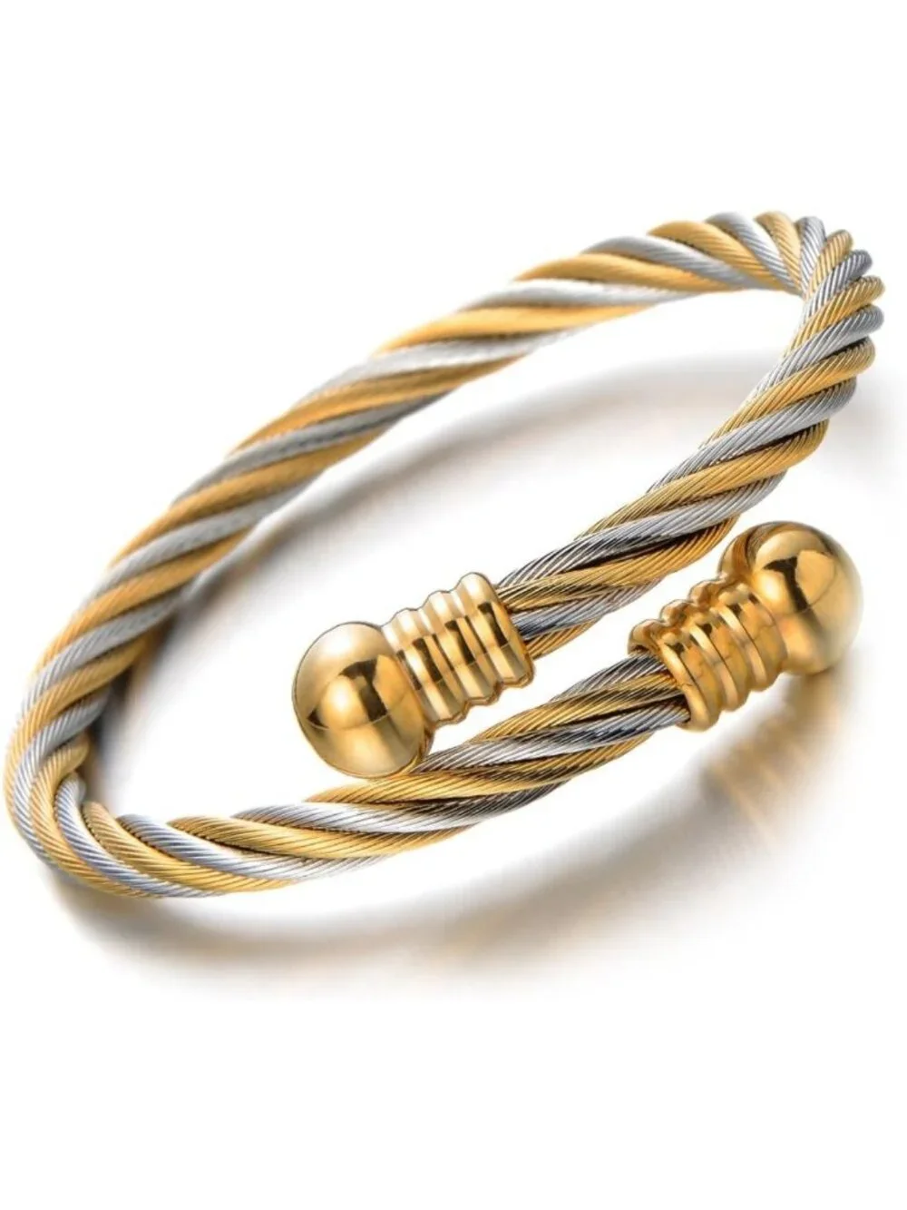 Stylish Elastic Adjustable Twisted Cable Cuff Bangle Bracelet for Men & Women